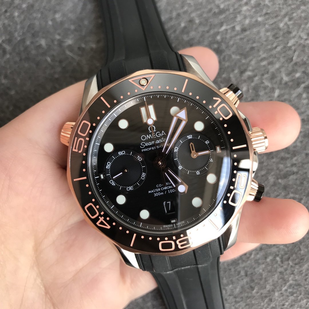 SEAMASTER DIVER 300M ROSE GOLD CASE 44MM CHRONOGRAPH BLACK DIAL