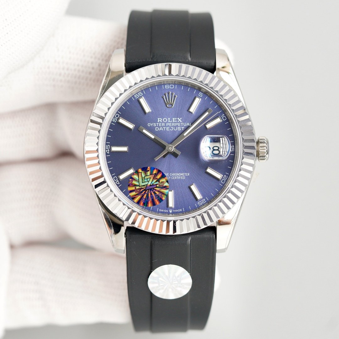 DATEJUST II 41MM STAINLESS STEEL BLUE DIAL RUBBER STRAP