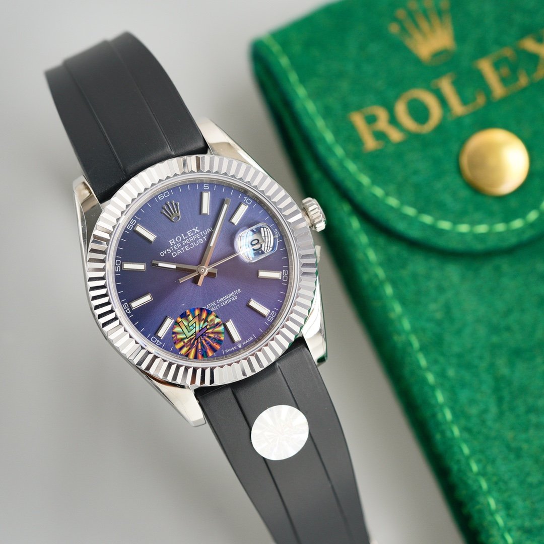 DATEJUST II 41MM STAINLESS STEEL BLUE DIAL RUBBER STRAP