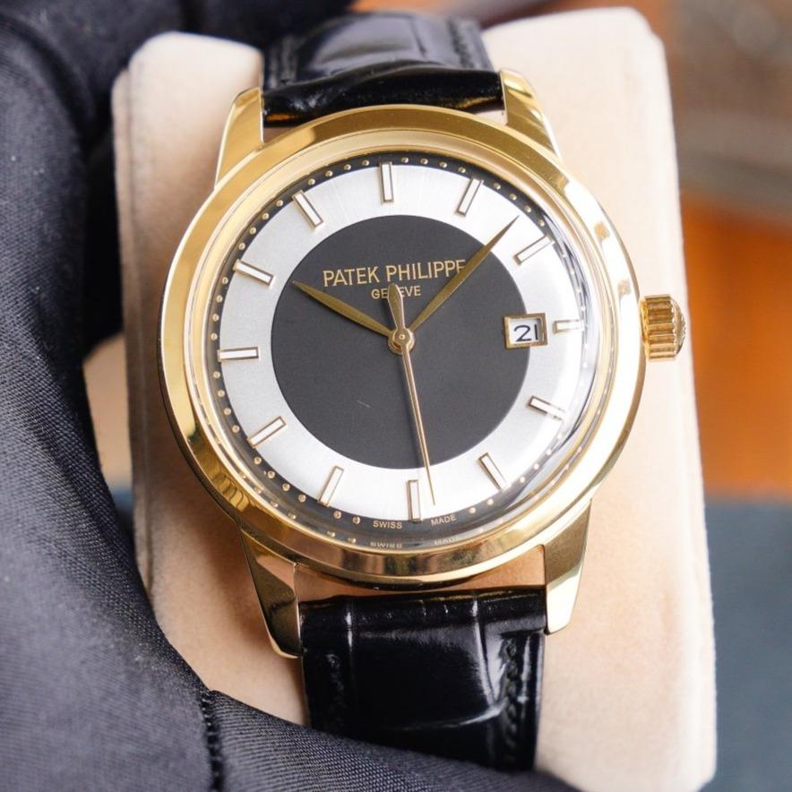 PATEK CALATRAVA 40 GOLD CASE BLACK WHITE DIAL