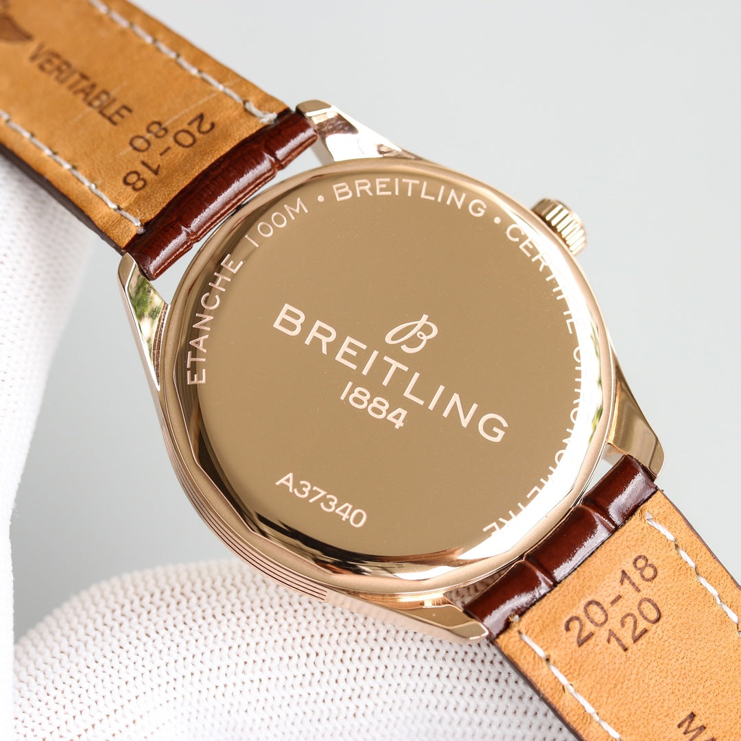PREMIER DAY DATE 40 STAINLESS STEEL LEATHER STRAP