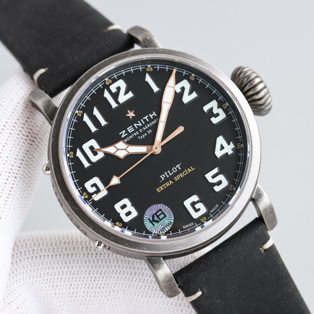 PYLOT TYPE 20 45MM STEEL BLACK DIAL