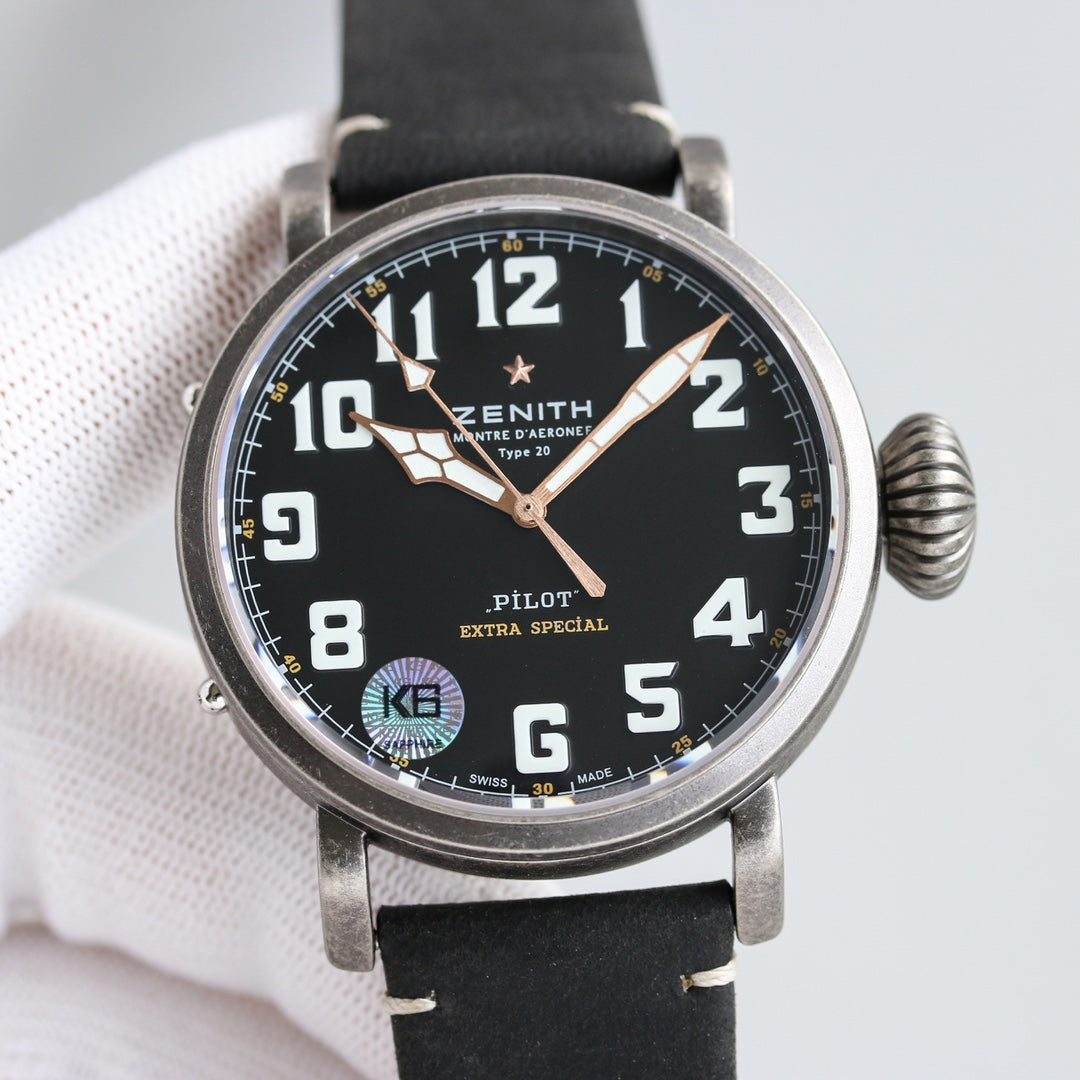 PYLOT TYPE 20 45MM STEEL BLACK DIAL