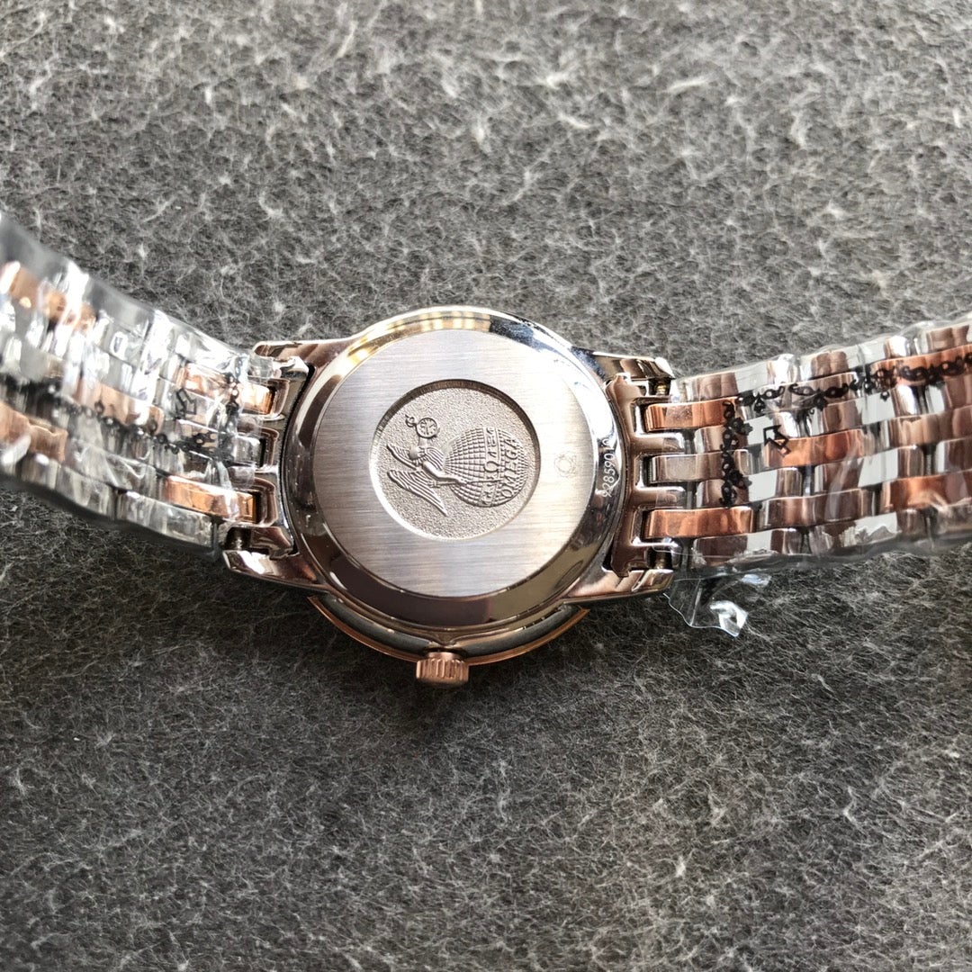 DEVILLE PRESTIGE 27MM QUARTZ ROSE GOLD STEEL DIAMOND NUMERALS