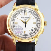 PATEK CHRONOGRAPH GOLD CASE 5975 WHITE DIAL