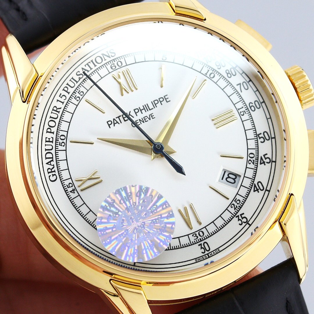 PATEK CHRONOGRAPH GOLD CASE 5975 WHITE DIAL