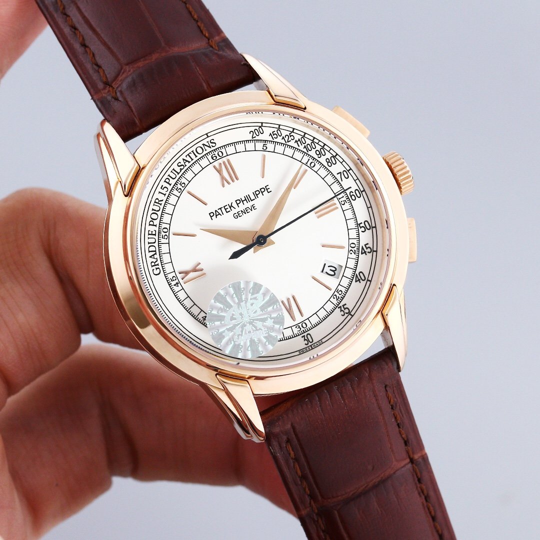 PATEK CHRONOGRAPH ROSE GOLD CASE 5975 WHITE DIAL