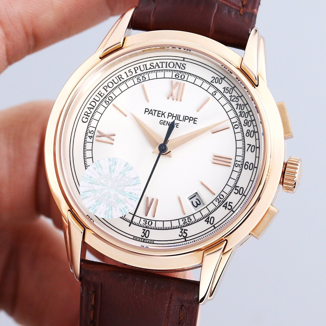 PATEK CHRONOGRAPH ROSE GOLD CASE 5975 WHITE DIAL