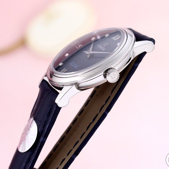 DEVILLE PRESTIGE 28MM QUARTZ BLUE DIAL DIAMOND NUMERALS