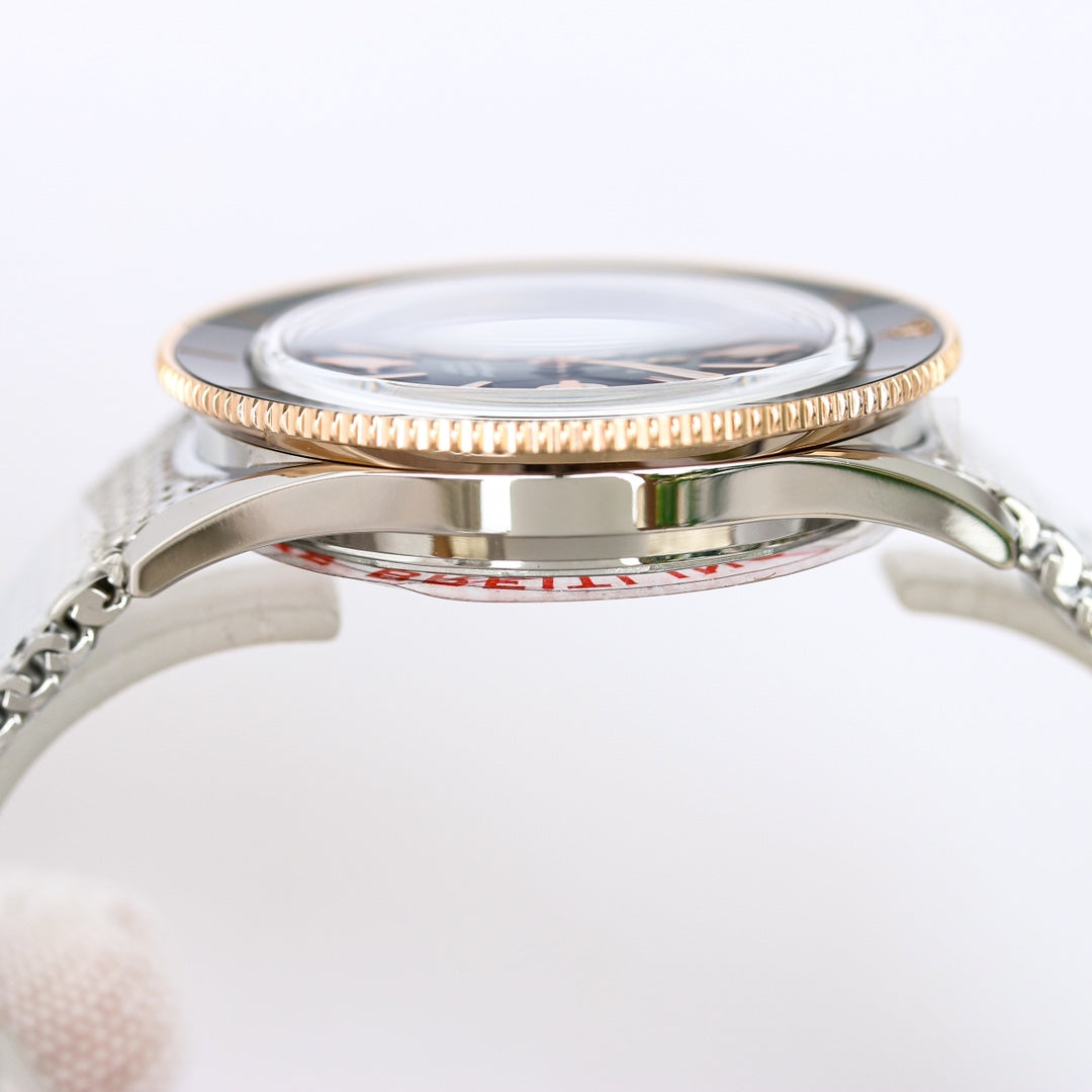 SUPEROCEAN HERITAGE 44MM STEEL CASE BLACK CERAMIC PINK GOLD