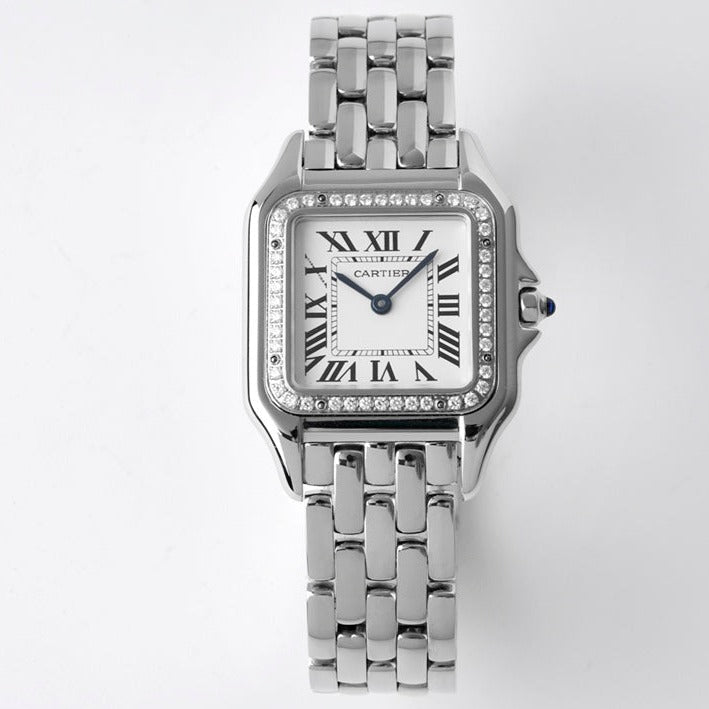 PANTHERE SILVER CASE DIAMOND BEZEL WHITE DIAL
