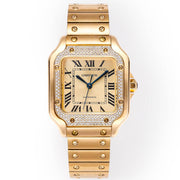 SANTOS LADY 35.1MM GOLD CASE GOLD DIAL DIAMOND BEZEL
