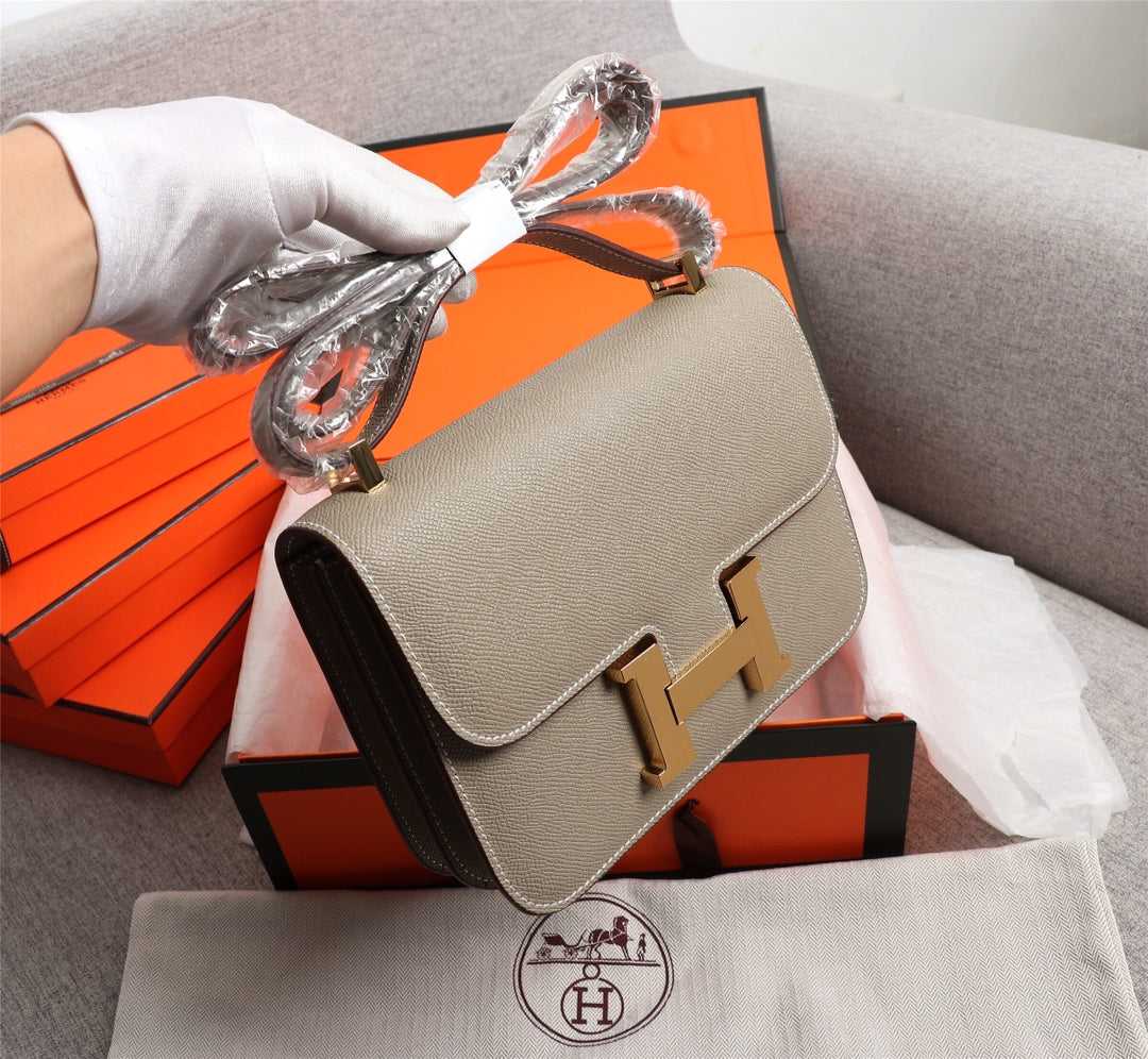 HM CONSTANCE BAGS 22 KHAKI EPSOM GOLD HARDWARE