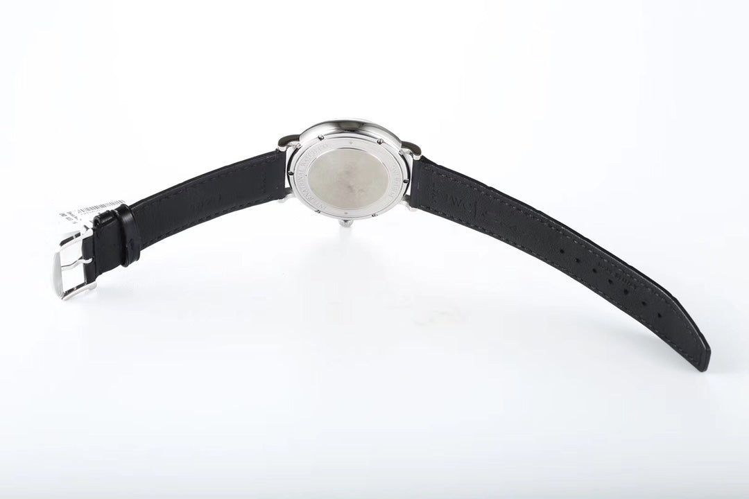 IWC Portofino 40mm Cream Dial Steel Case Black Leather Strap