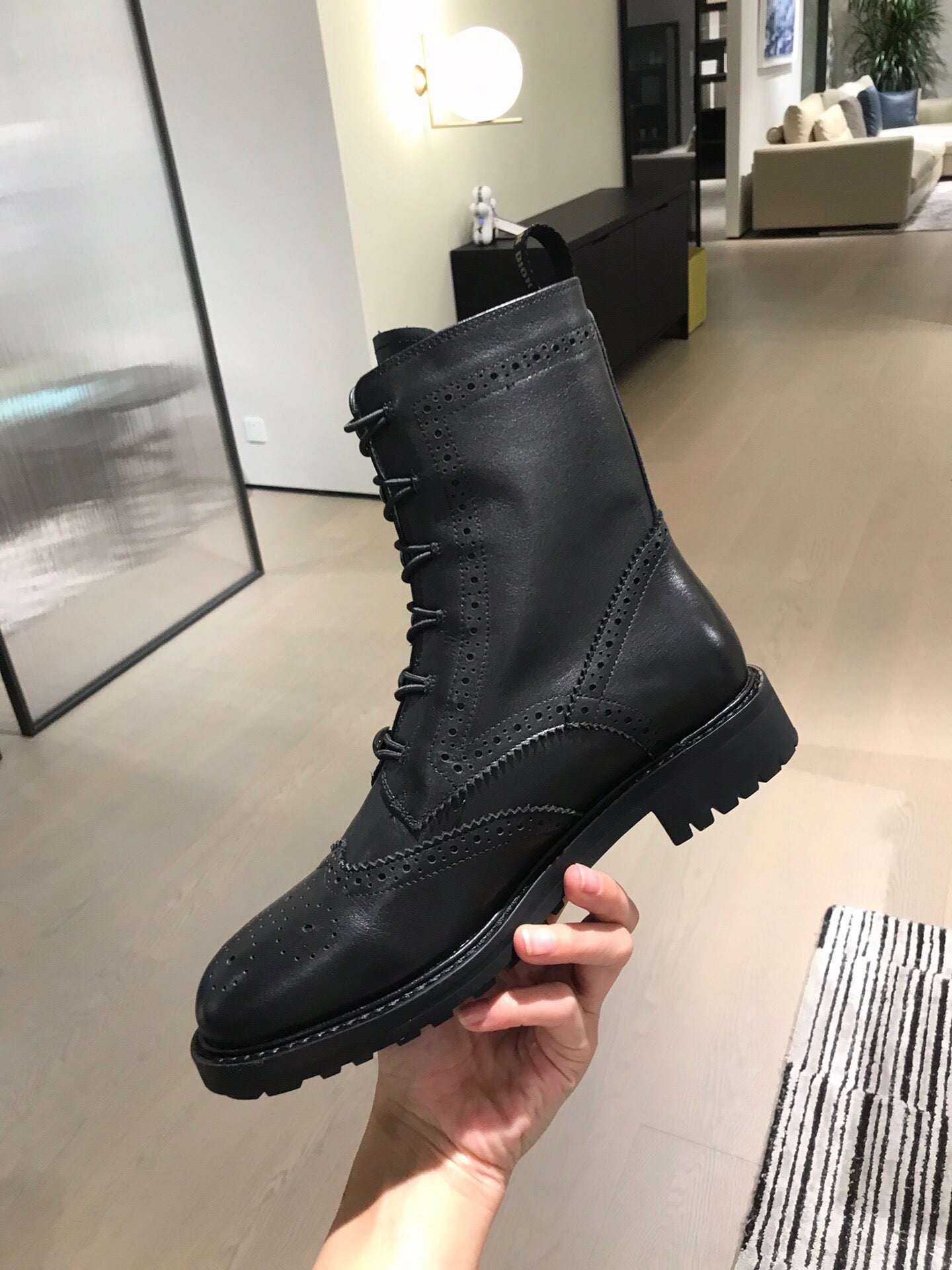 Dior 2026 Diorunit Combat Boots Black Leather 966677
