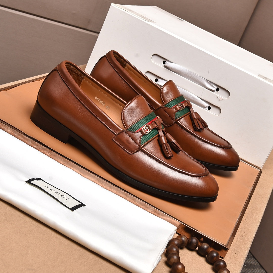 GG Men's Tassel Loafers Brown Cowhide 546330
