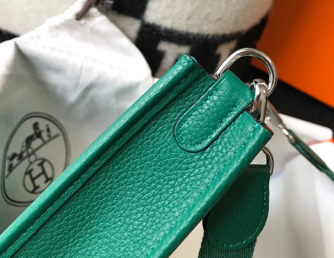 Mini Evelyne 18cm Dark Green Togo Silver Hardware