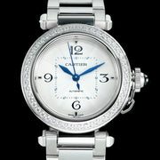 pasha 35mm automatic steel white dial diamond bezel