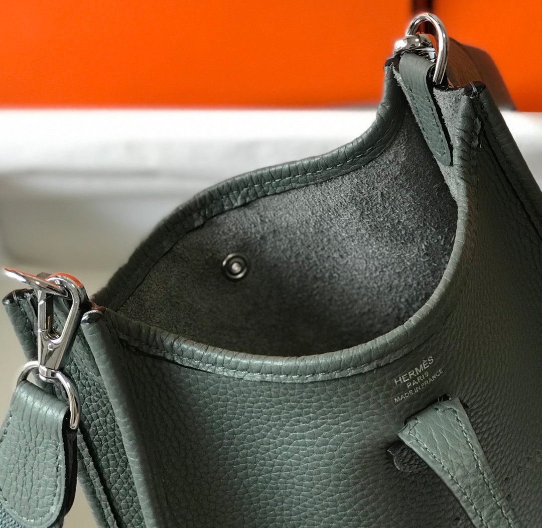 Mini Evelyne 18cm Almond Green Togo Silver Hardware