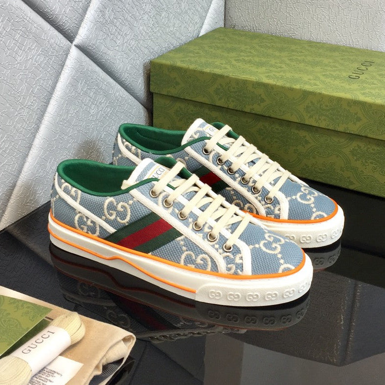 Gucci Tennis 1977 Low-top Sneaker Blue mix Colors Canvas Leather 653416