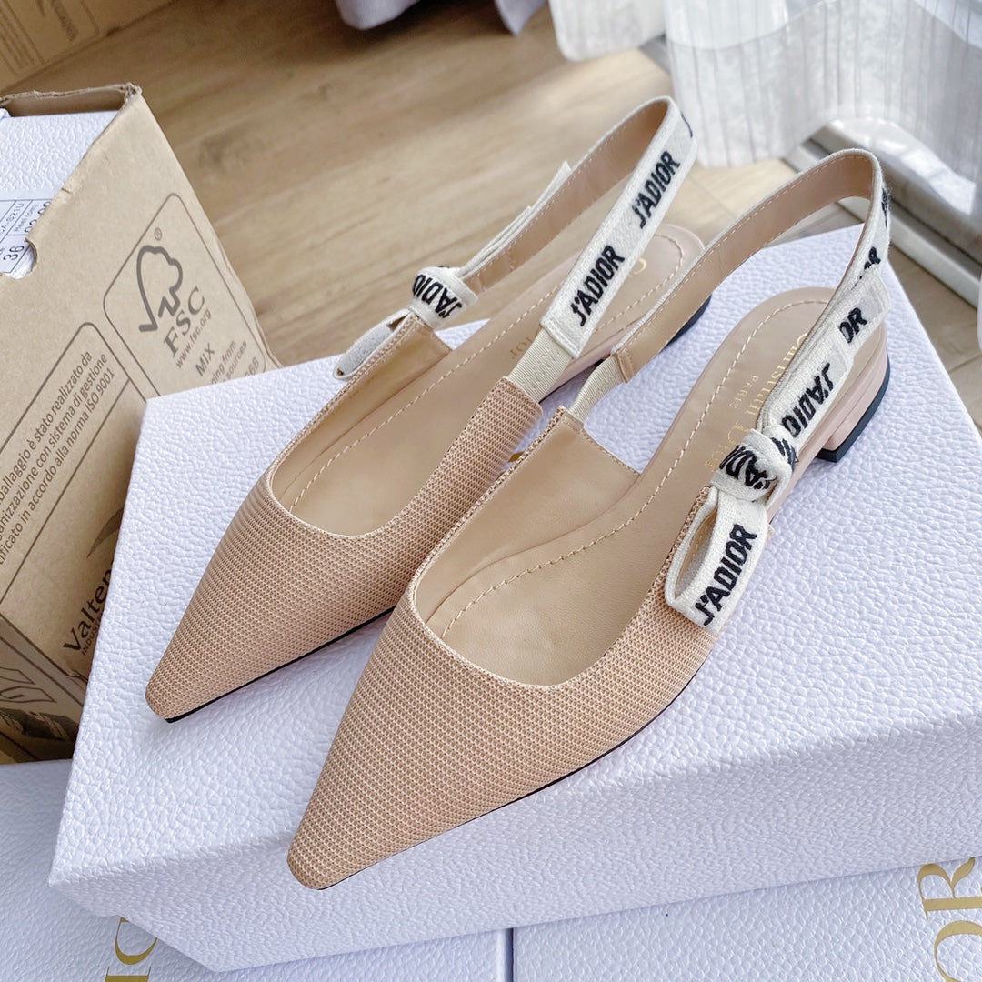 J'Adior Slingback Flat Nude Technical Fabric 330352
