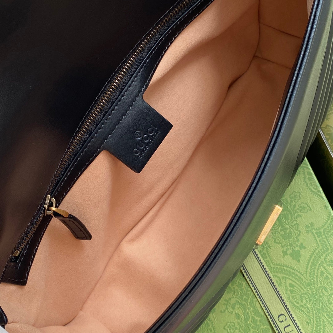 gg marmont 26cm black calfskin gold hardware