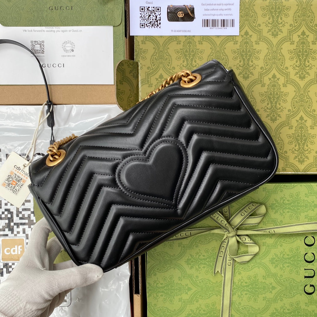 gg marmont 26cm black calfskin gold hardware