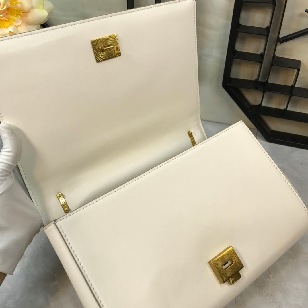 large devotion 26 shouder bag white cafskin