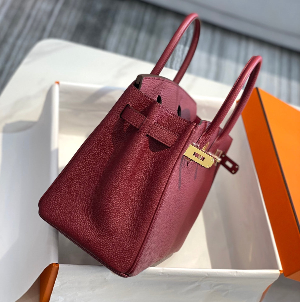 HM Birkin Bag Burgundy Togo Leather Gold Hardware