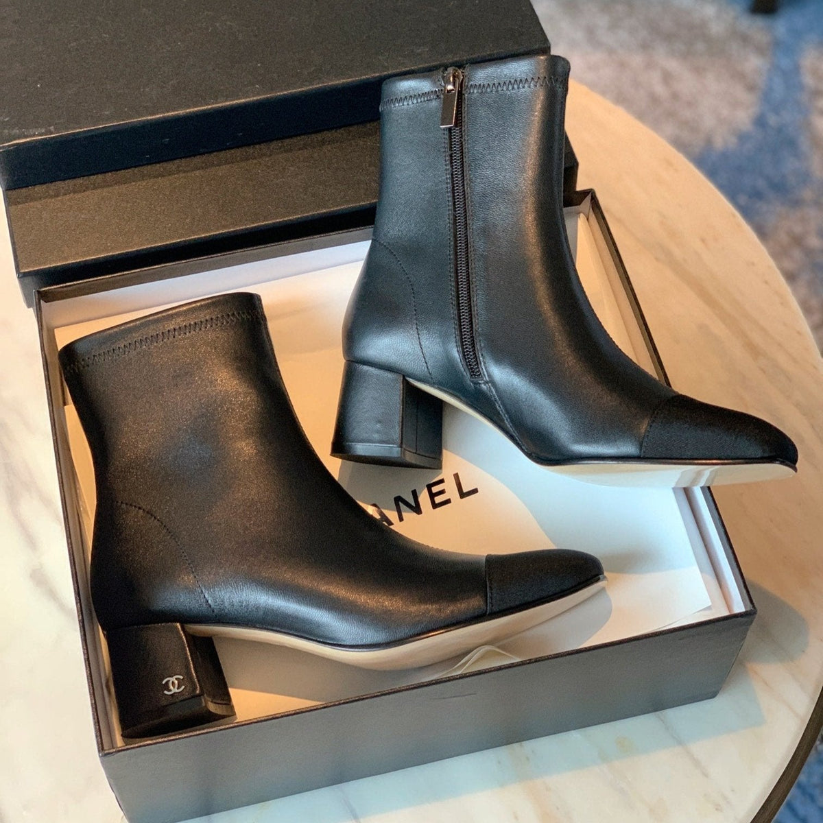 CC Ankle Boots 50mm Black Lambskin And Lycra Fabric 940057