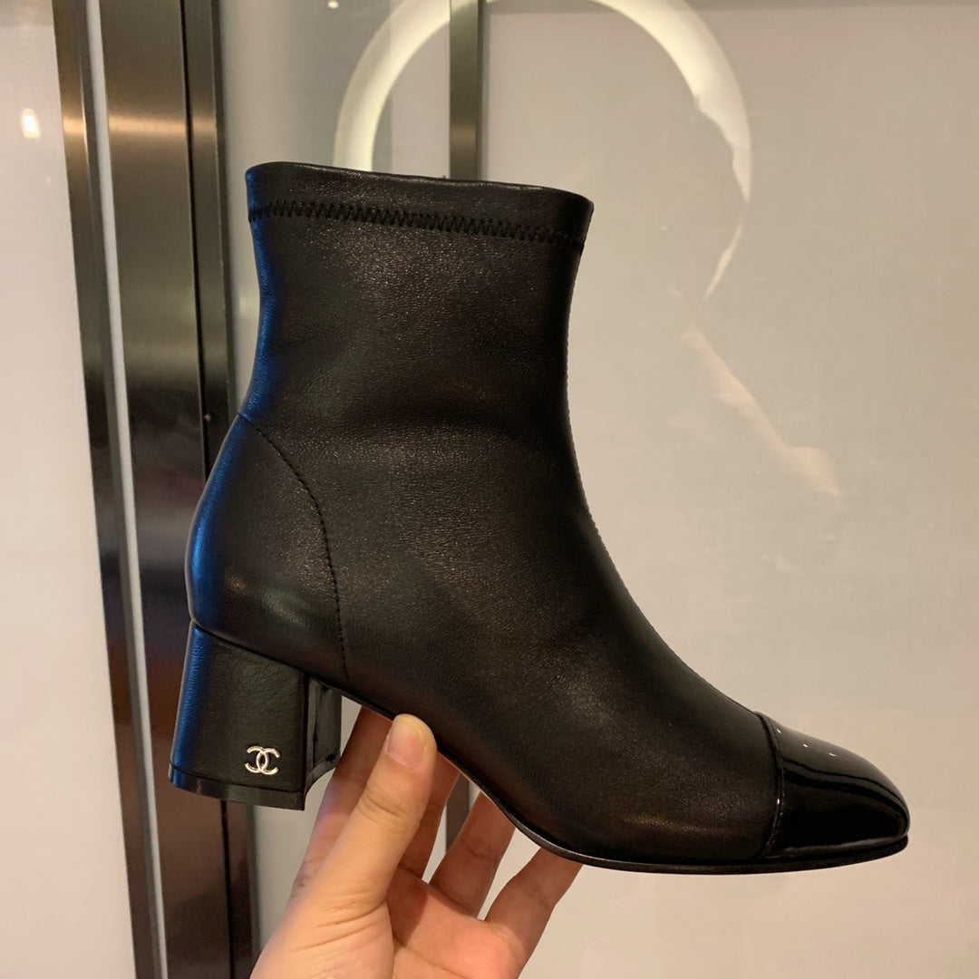CC Ankle Boots 50mm Black Lambskin And Glossy Cowhide 940059