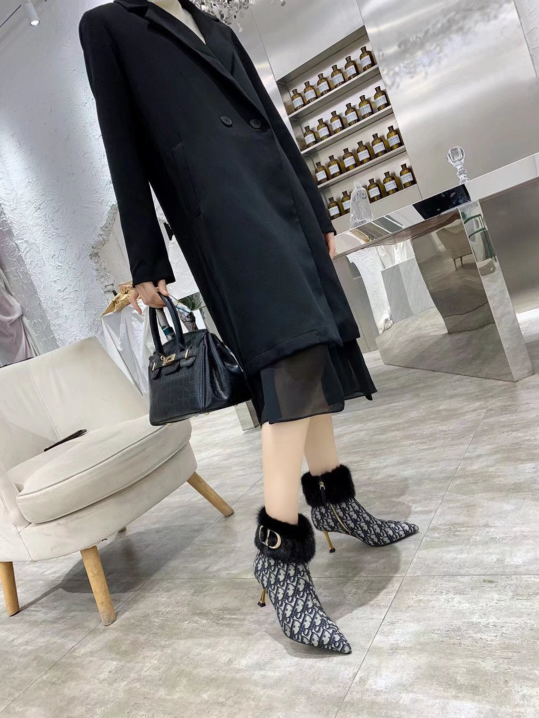Dior 2026 Oblique Ankle Boots 70mm Fabric 966674