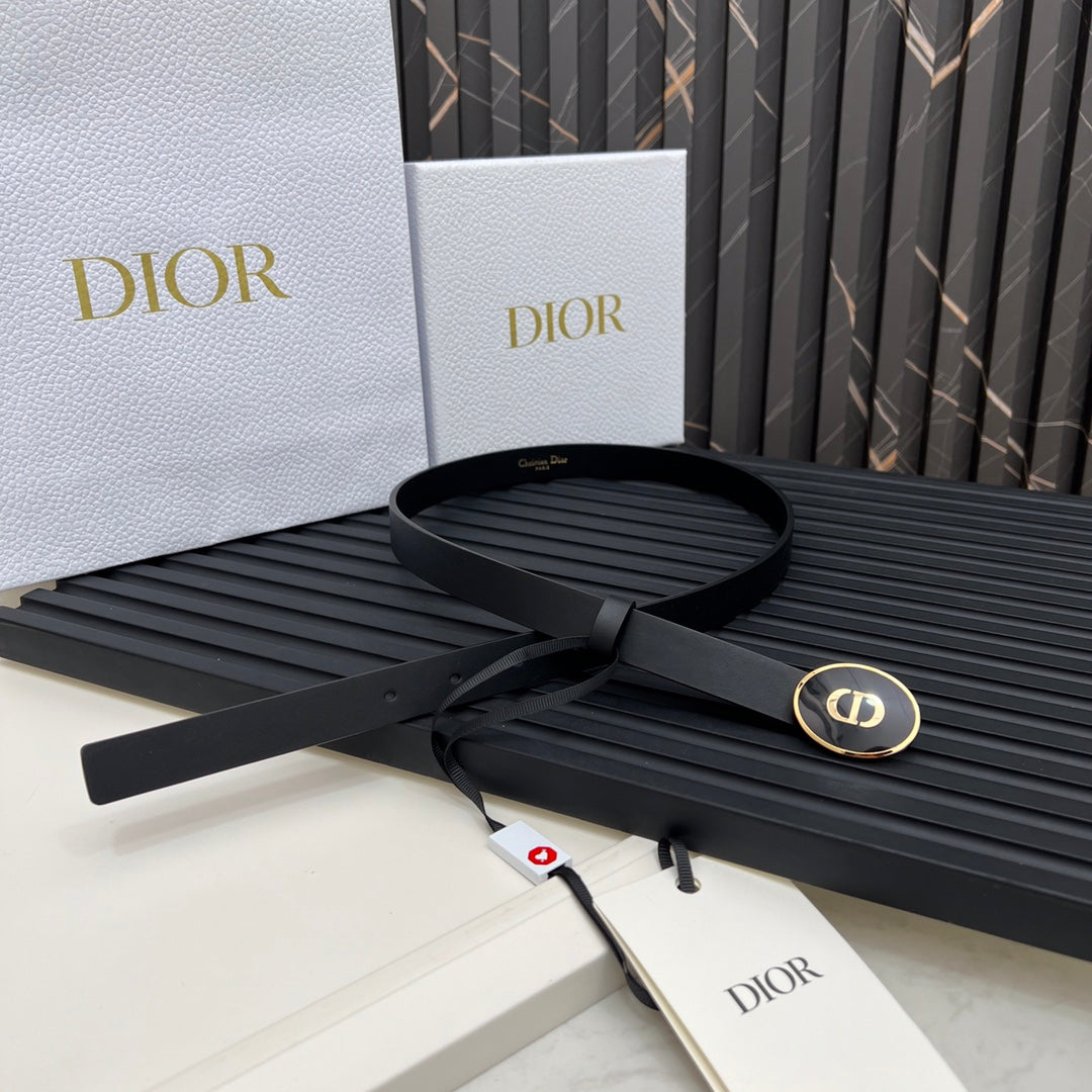 Dior 2026 Teddy-D Oval Buckle Belt 25mm Calfskin