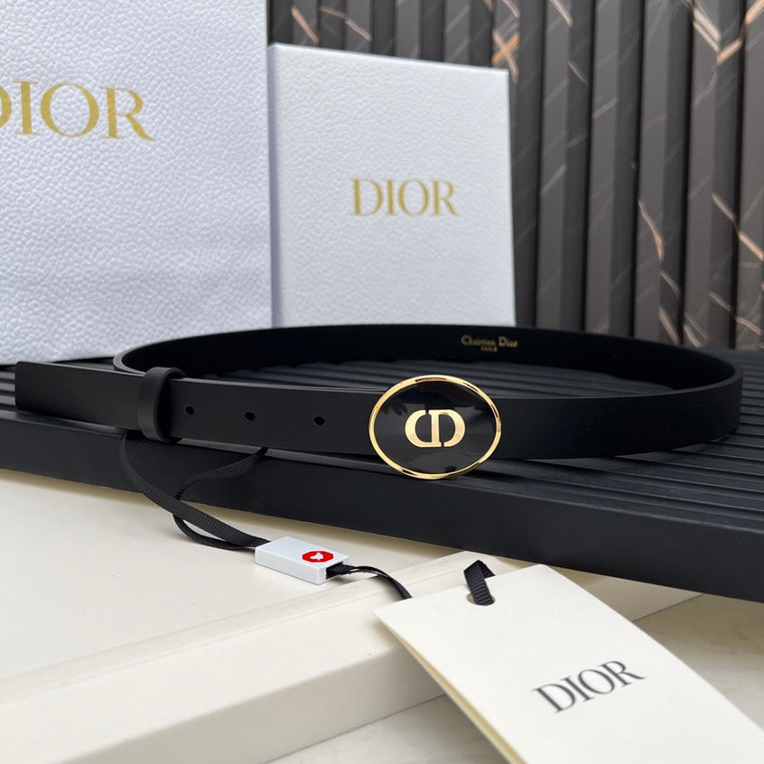 Dior 2026 Teddy-D Oval Buckle Belt 25mm Calfskin