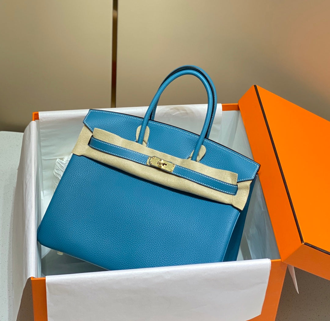 HM BIRKIN 35CM BAG CERULEAN TOGO GOLD HARDWARE