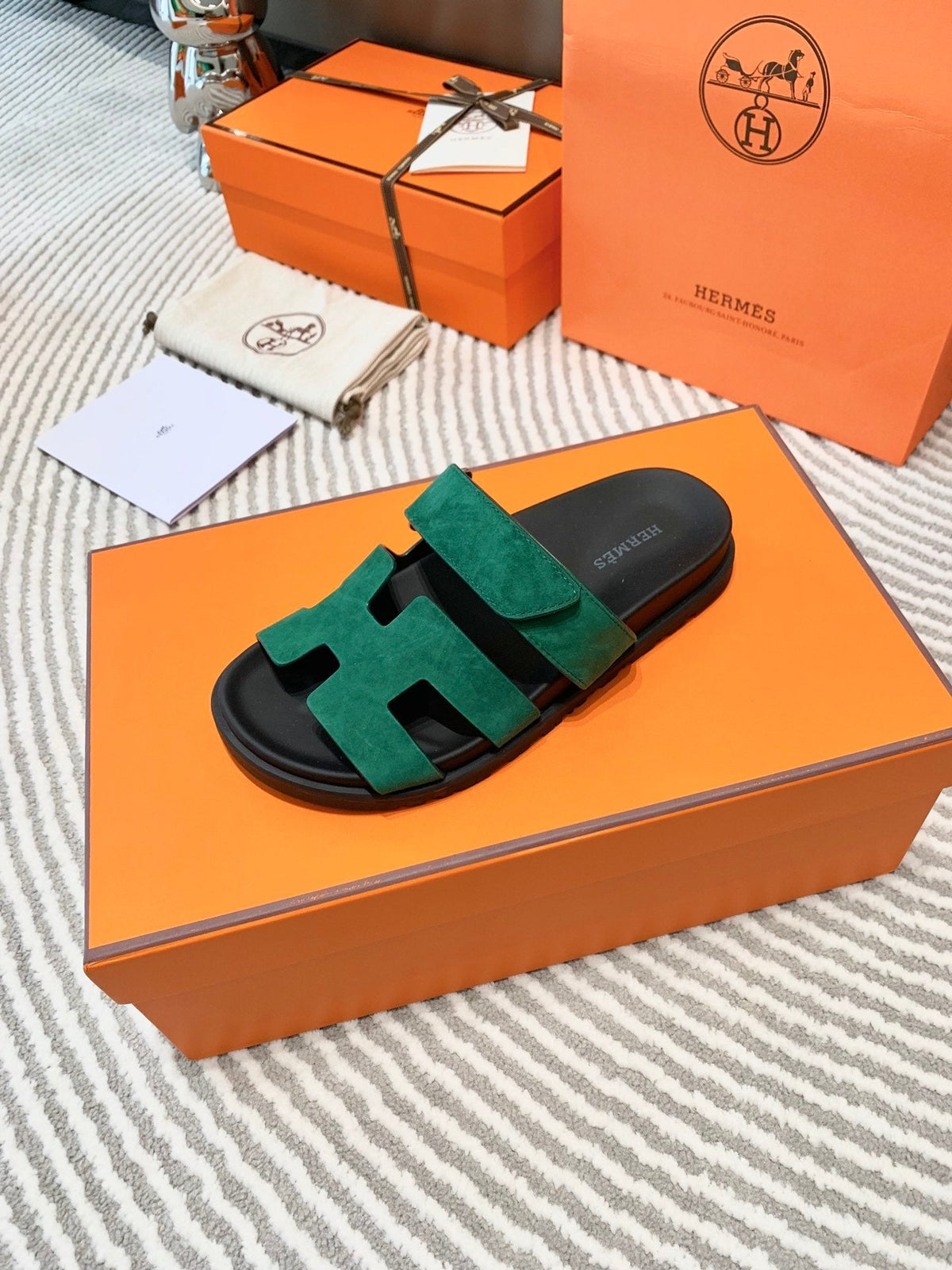 HM Chypre Sandal Dark Green Mix Black Suede 963237