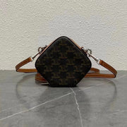 Celine 2026 Cube Box Bag 13.5cm Black Brown Canvas Calfskin 281832