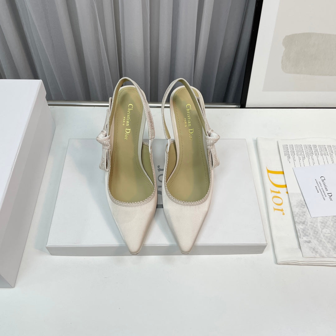cd slingback pumps 95 white silk fabric