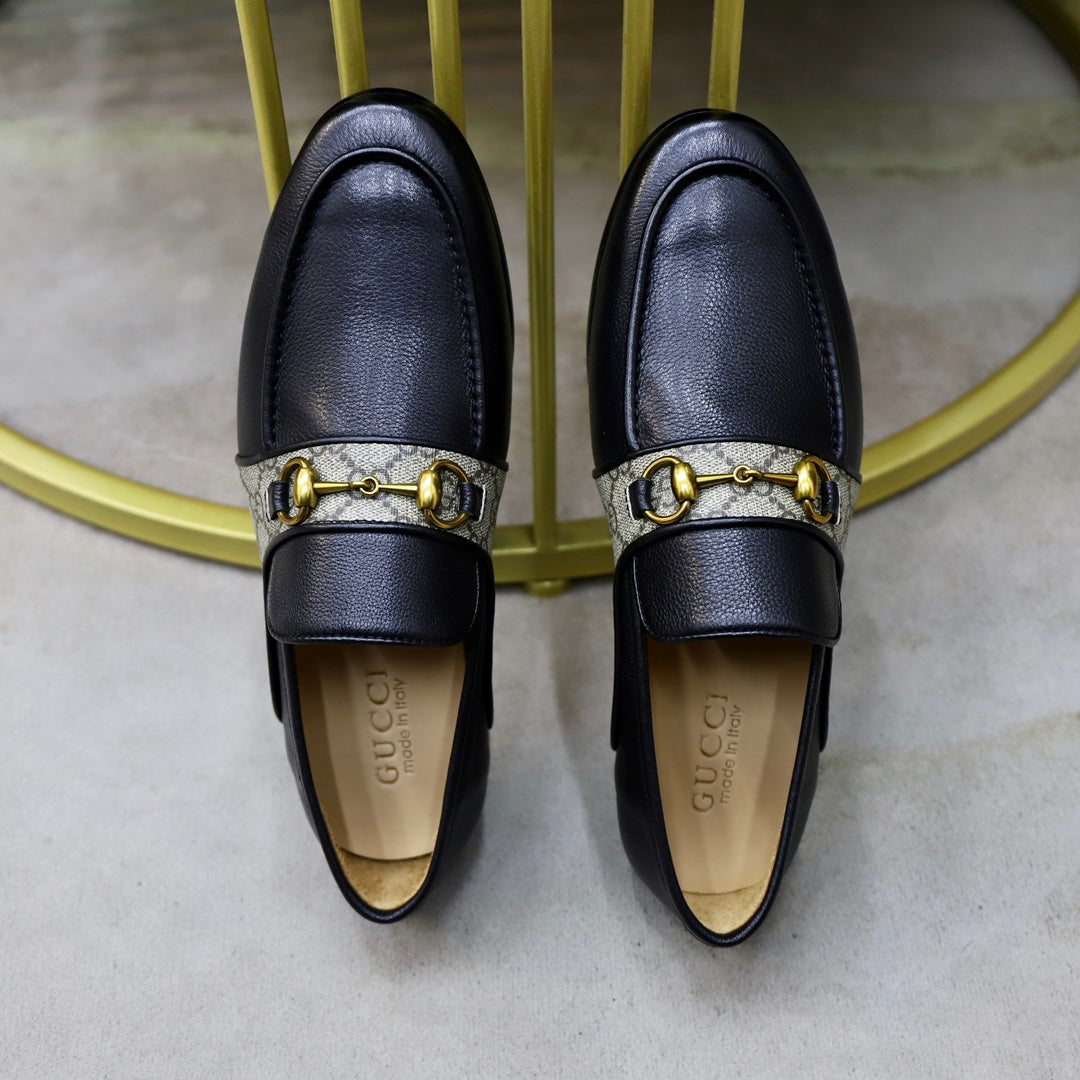 GG Men's Loafer Black Cowhide Canvas 551268