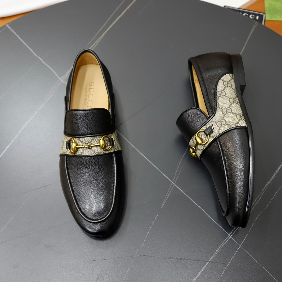 GG Men's Loafer Black Cowhide Canvas 551268