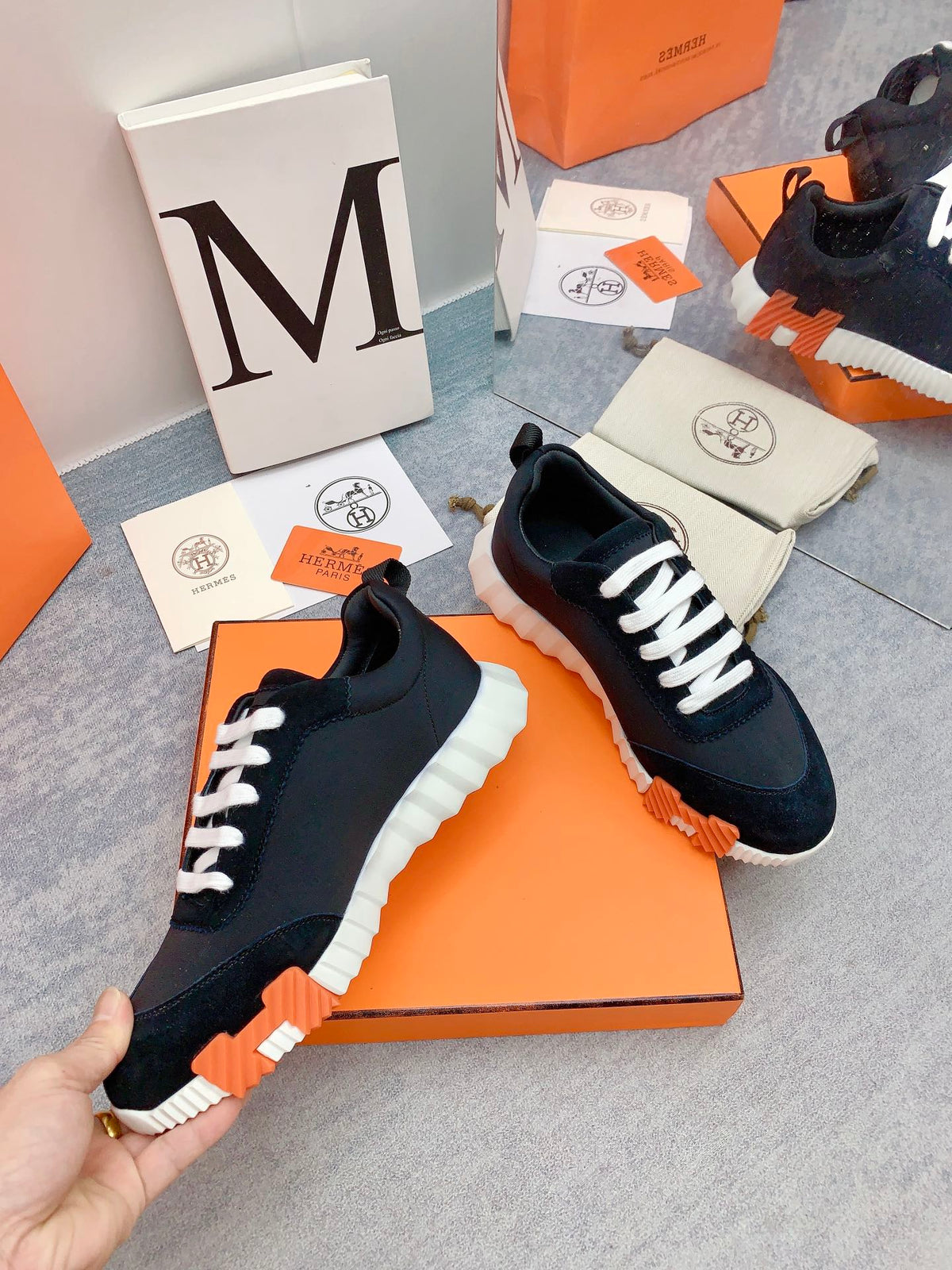 HM Bouncing Sneaker In Black Lambskin 106435