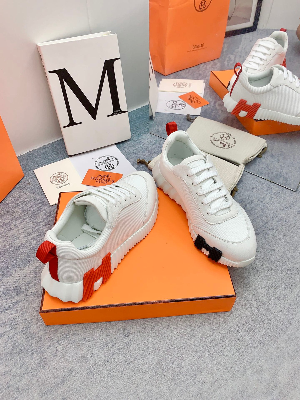 HM Bouncing Sneaker In White Mesh Fabric 106463