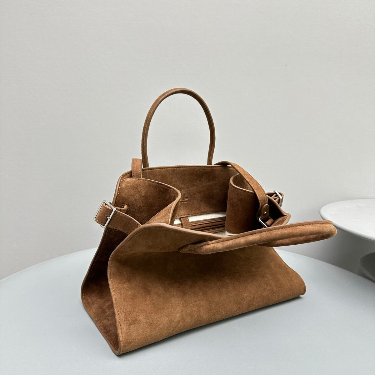 The Row Margaux 12 32cm Tote Bag In Suede