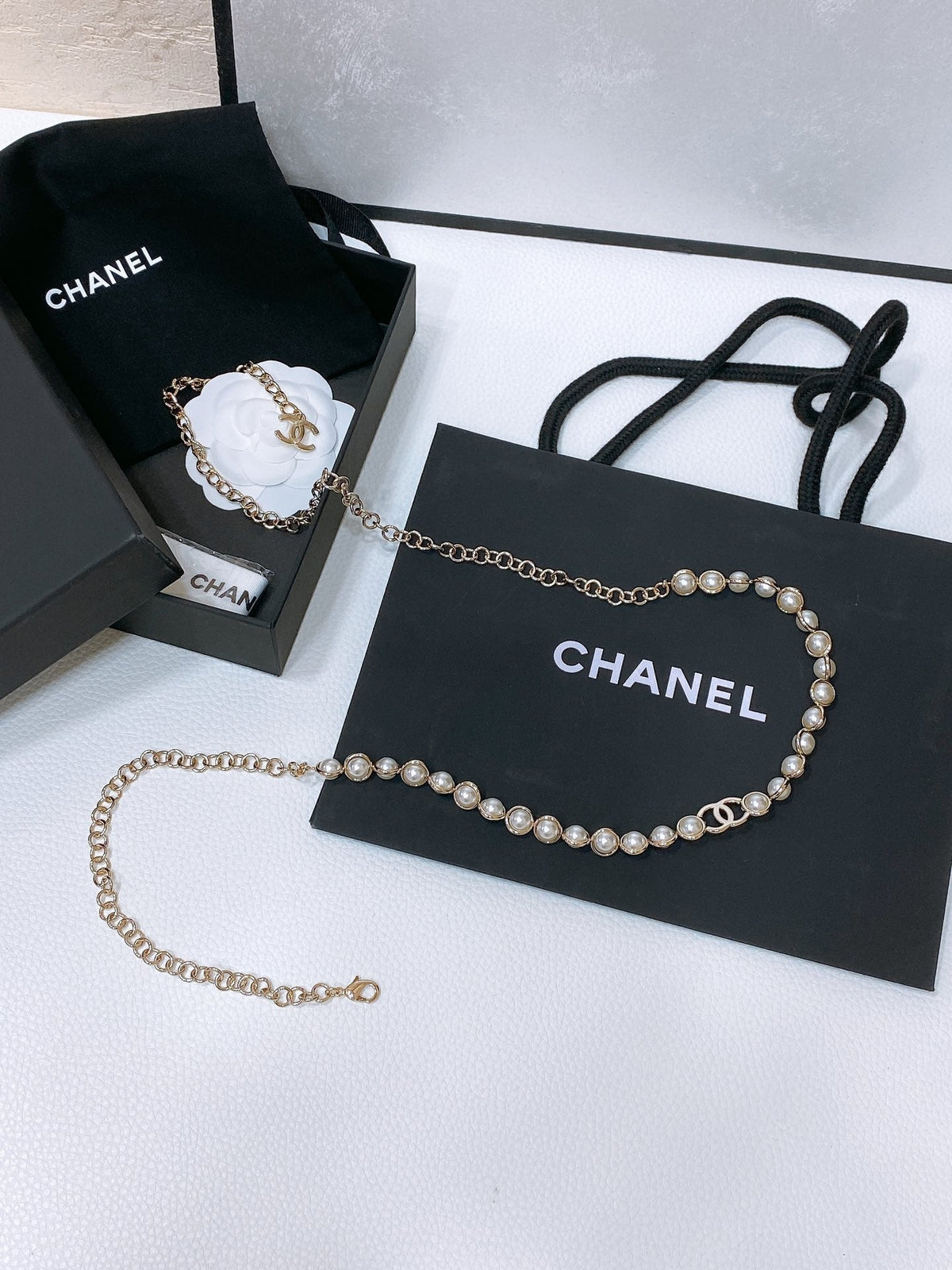 Chanel 2026 Pearl Accent Chain Belt Gold