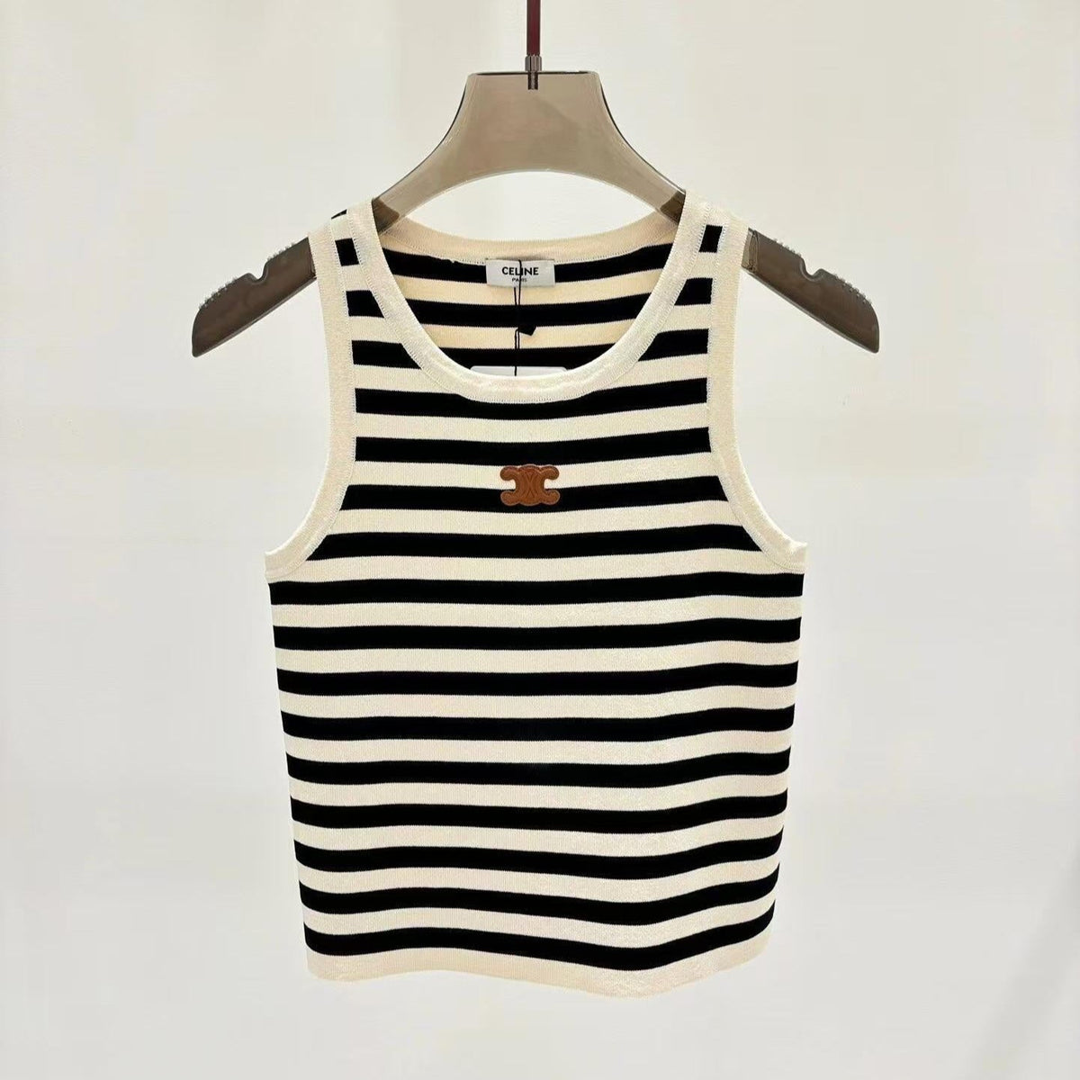 Celin Black Beige Stripe Tank Top