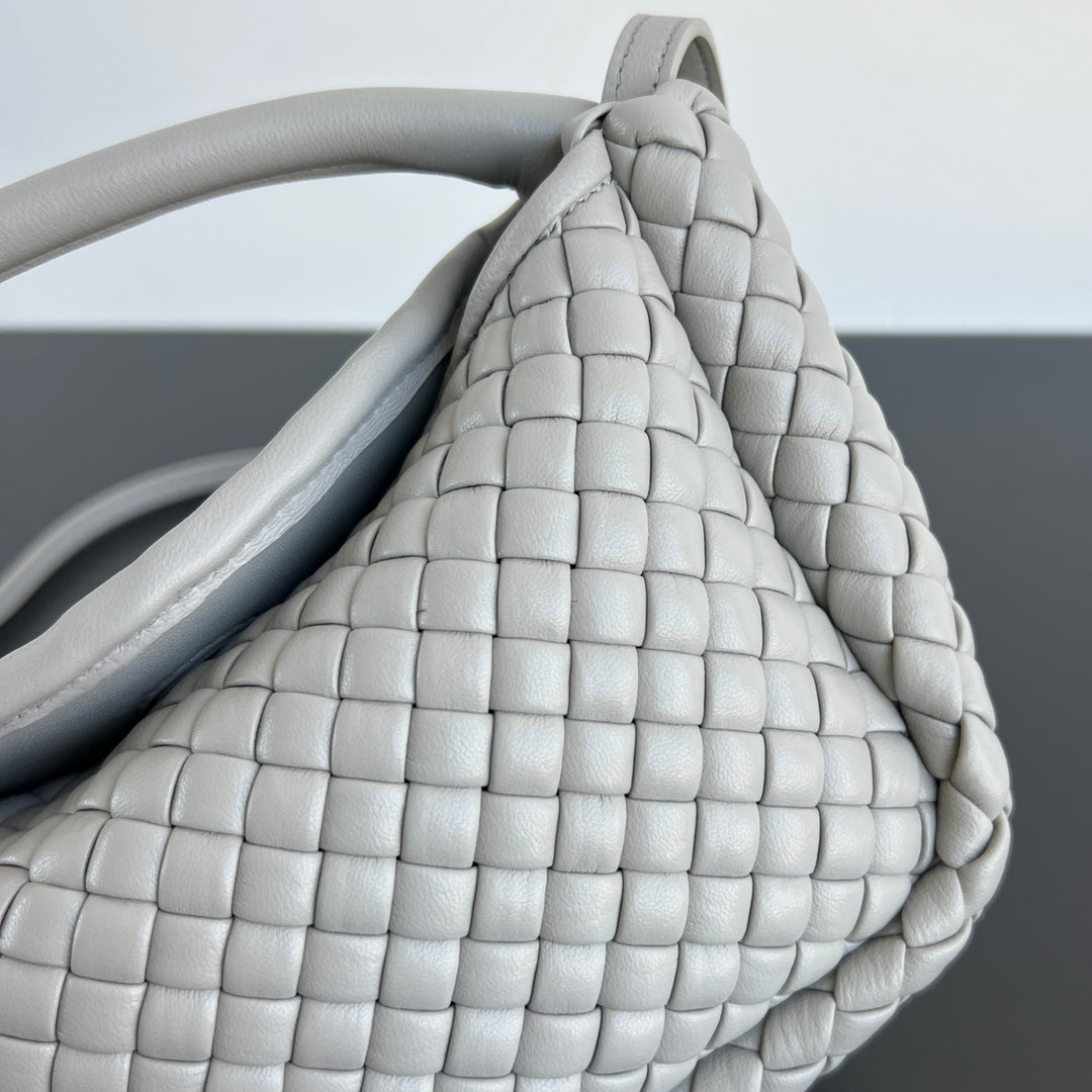 BV Small Cobble Top Handle 23cm Grey Lambskin