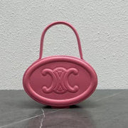 Celine 2026 Oval Minaudiere Cuir Triomphe Bag 14.5 Pink Leather