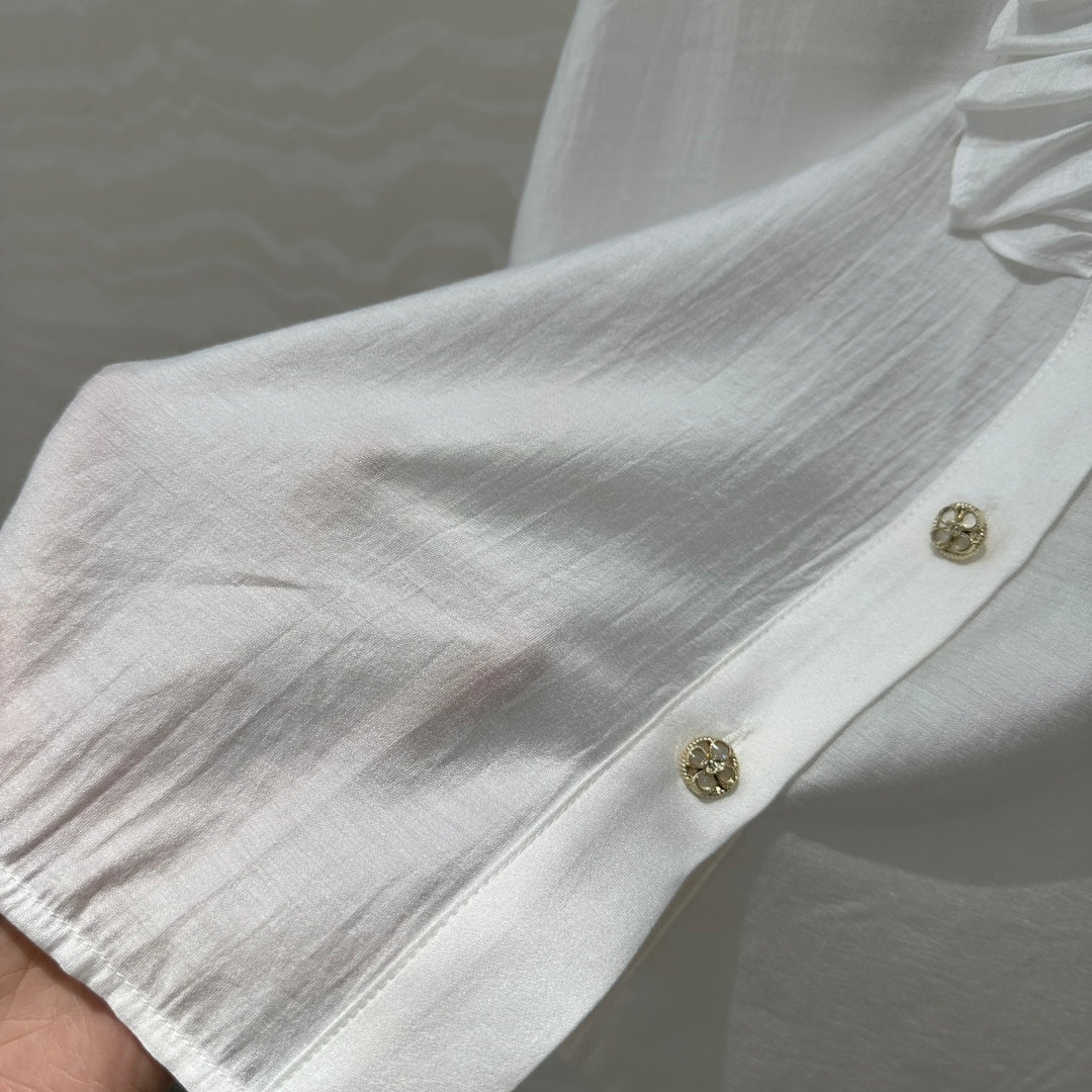 CC Lace Shirt In White Cotton And Silk