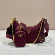 PRA Hobo Underarm Bag burgundy nylon fabric
