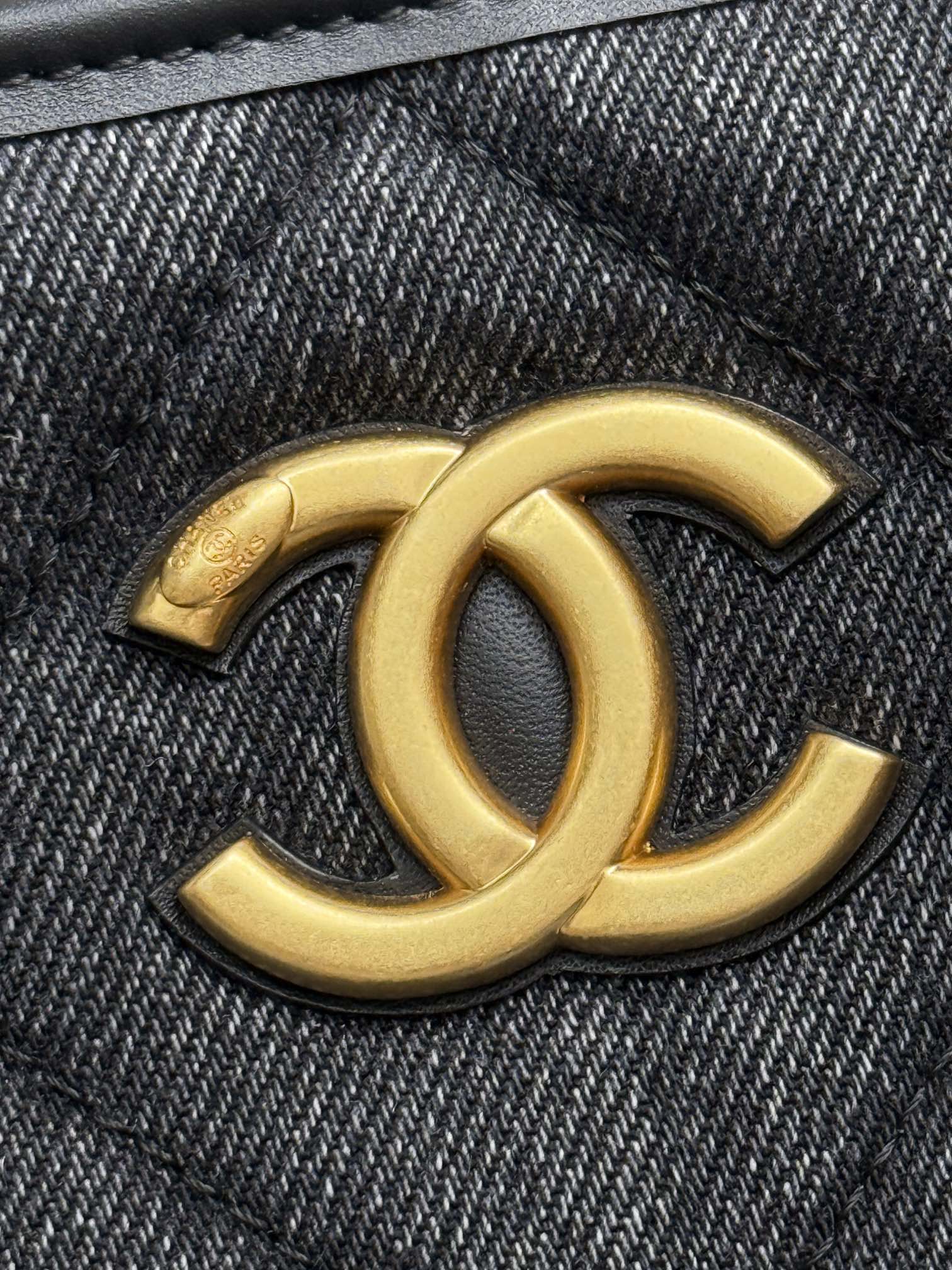 Chanel 2026 Tote Bag 44cm Black Quilted Denim Leather